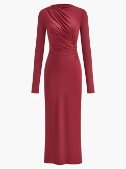 Ruched Jersey Slim Long Dress