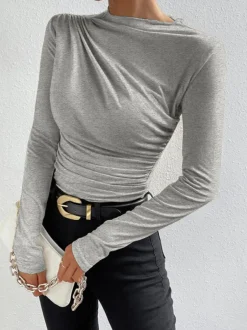 Ruching Long Sleeve Shirt