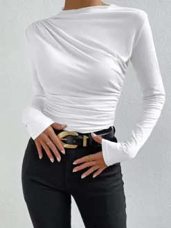 Ruching Long Sleeve Shirt