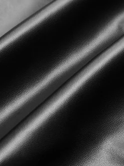 Ruffle Button Clasp PU Leather Skirt