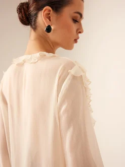 Ruffle Chiffon Breasted Thin Shirt