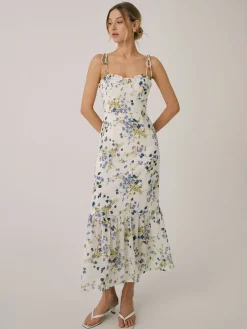 Ruffle Floral Print Cami Long Dress