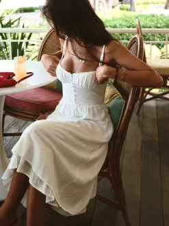 Ruffle Hem Cami Plain Midi Dress