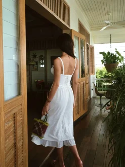 Ruffle Hem Cami Plain Midi Dress