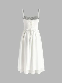 Ruffle Hem Cami Plain Midi Dress