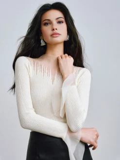 Ruffle Sleeve Thin Sweater