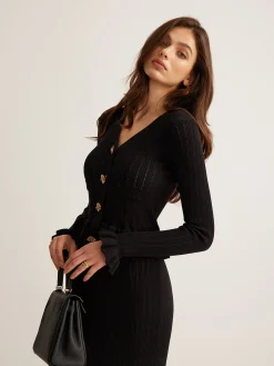 Ruffle Slim Sweater Dress