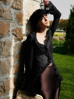 Ruffle Split Thin Shirt