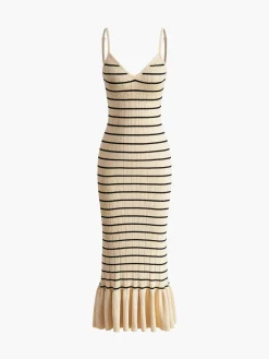 Ruffle Striped Sweater Cami Dress