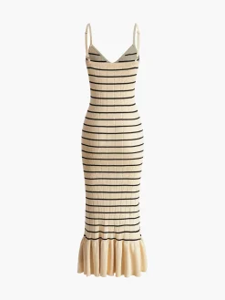Ruffle Striped Sweater Cami Dress