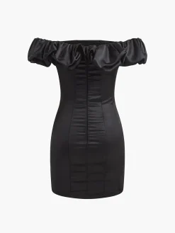 Ruffle Zippered Off-Shoulder Dress