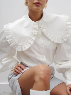 Ruffled Collar Long Sleeve Shirt