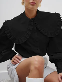 Ruffled Collar Long Sleeve Shirt