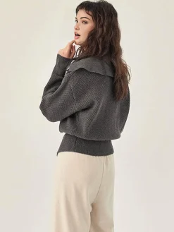 Sailor Collar Two-Way Zipper Cardigan