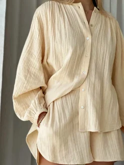 Santorini Textured Two Piece Shorts Set