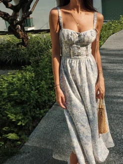 Sapphire Garden Floral Cami Midi Dress