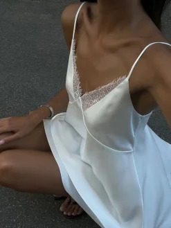 Satin Backless V-Neck Dress