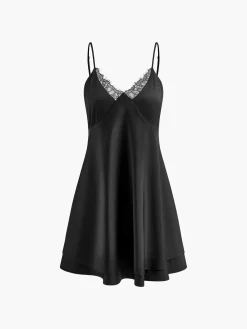 Satin Backless V-Neck Dress