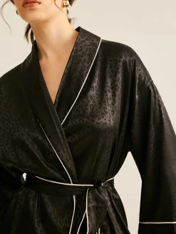 Satin Contrast Piping Belted Pants Set