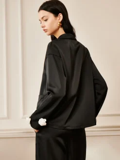 Satin 3D Flower Pocket Shirt