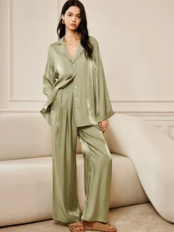 Satin Draped Pants Set