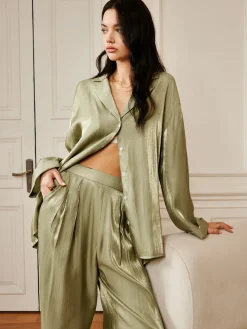 Satin Draped Pants Set