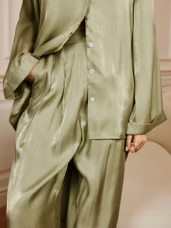 Satin Draped Pants Set