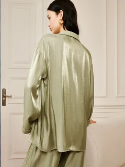 Satin Draped Pants Set