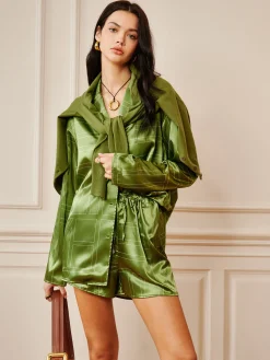Satin Drawstring Shorts Set