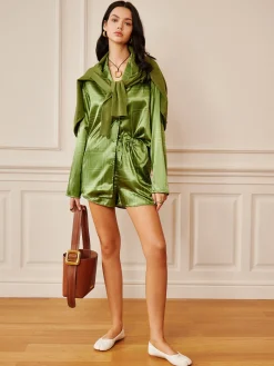 Satin Drawstring Shorts Set
