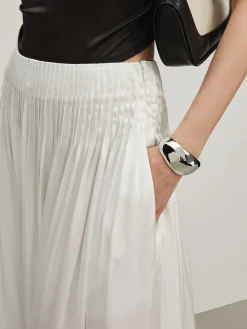 Satin Pleated Zipper Skirt