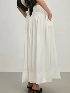 Satin Pleated Zipper Skirt