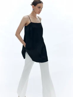 Satin Sleeveless Solid Loose Tank Top