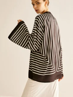 Satin Striped Button Cozy Shirt