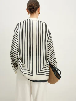 Satin Striped Button Cozy Shirt