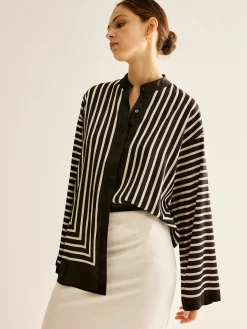 Satin Striped Button Cozy Shirt