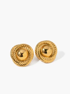 Screw Thread Round Earrings