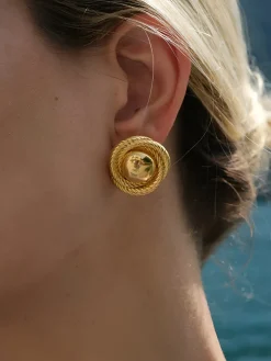 Screw Thread Round Earrings