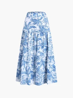 Seaside Joy Print Twist Detail Skirt Set