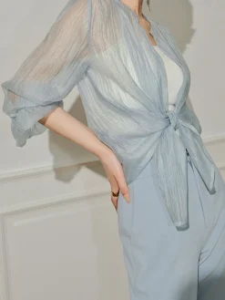 See Through Long Sleeve Button Shirt