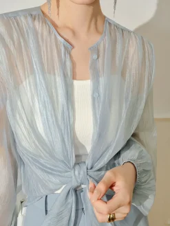 See Through Long Sleeve Button Shirt