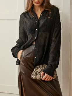 Semi-Sheer Button Polo Shirt