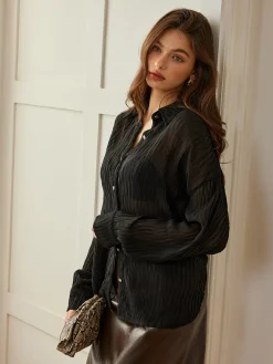 Semi-Sheer Button Polo Shirt