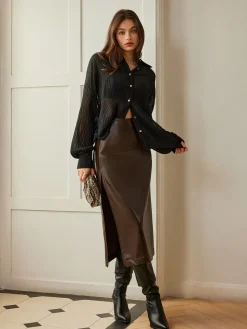 Semi-Sheer Button Polo Shirt