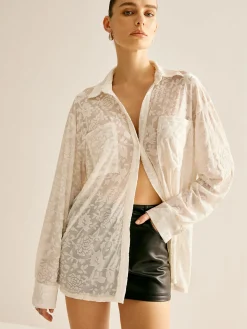Semi-Sheer Jacquard Polo Shirt