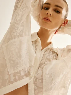 Semi-Sheer Jacquard Polo Shirt