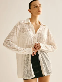 Semi-Sheer Jacquard Polo Shirt