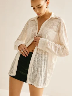 Semi-Sheer Jacquard Polo Shirt