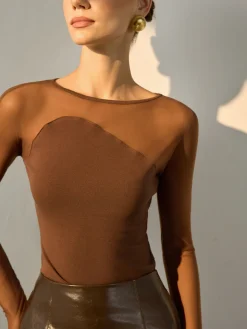 Semi-Sheer Panel Skinny Top