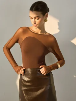 Semi-Sheer Panel Skinny Top